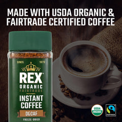 Rex Coffee glass jar close-up highlighting resealable freshness benefit