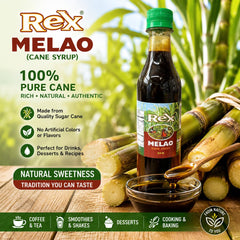 Rex Melao close-up of syrup texture highlighting glossy, pourable quality