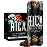 RICA Cold Brew front can showing branding and bold dark roast for immediate recognition and energy