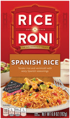 Rice-A-Roni front box showing Spanish Rice seasoning and quick-cook benefit