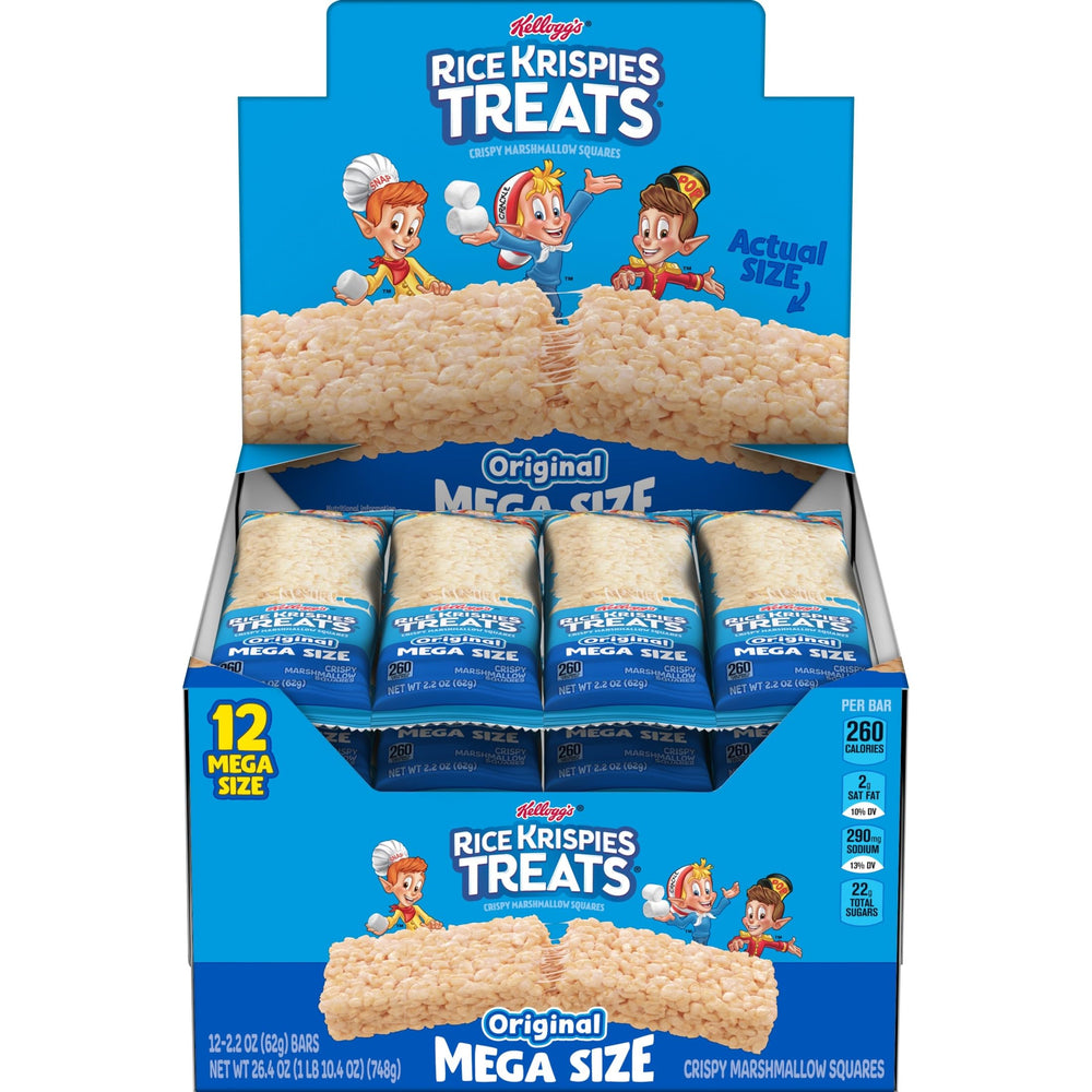 Rice Krispies Treats front box showing 12-count Mega Bars and brand