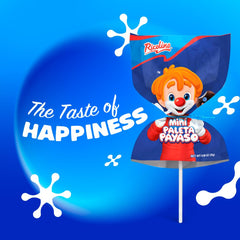 RICOLINO unwrapped lollipop showing clown face decoration and fun