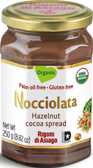 Rigoni di Asiago Nocciolata front jar showing label and serving suggestion benefit