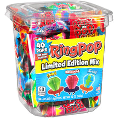 Ring Pop close-up of hard candy surface and color — brand vivid detail