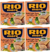 Rio Mare front packaging showing four 6-ounce cans and product label benefit