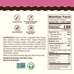 Rip Van Wafels cross-section showing raspberry filling and dark chocolate