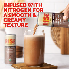 RISE Brewing Co. poured into glass displaying velvety head and smoothness