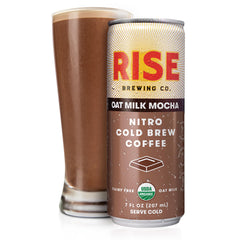 RISE Brewing Co. side label close-up highlighting ingredients and benefits