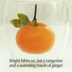 Rishi Tea iced glass in sunny setting showing chilled refreshment and citrus vibrancy benefit