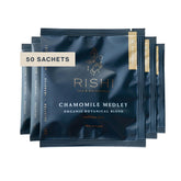 Rishi Tea front packaging showing organic chamomile benefits