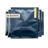 Rishi Tea front packaging showing 50-count box and organic labels