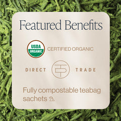 Rishi Tea open resealable bag with a single sachet visible for quick brewing