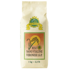 Riso Melotti front packaging showing premium Italian rice and IGP badge for authenticity