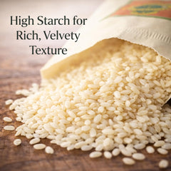 Riso Melotti detailed view of grain central pearl demonstrating starch release for creaminess