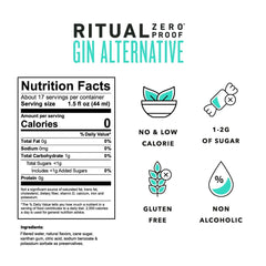 Ritual Zero-Proof label detail highlighting botanicals and award seal for trust