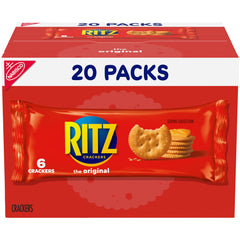 RITZ front box packaging showing twenty snack packs and convenience