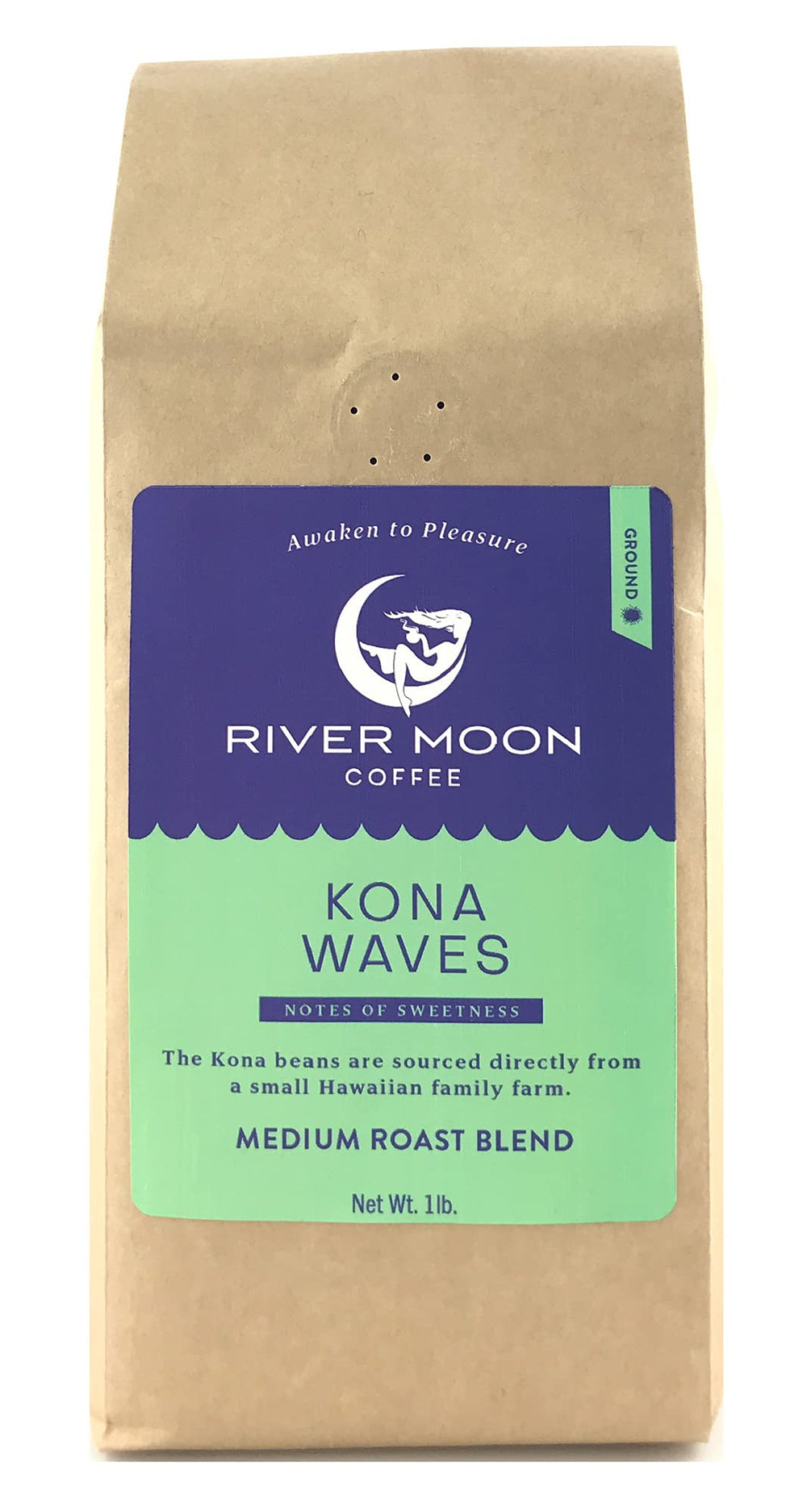 River Moon front packaging showing 16 oz bag and brand clarity for freshness
