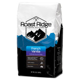 Roast Ridge front packaging showing 2 lb French Vanilla bag and clear brand benefit