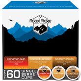 Roast Ridge front packaging showing 60-count variety box and benefits