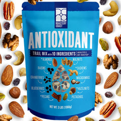 Roastery Coast front packaging showing premium nut mix benefits