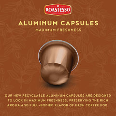 Roastesso espresso shot with crema highlighting rich flavor delivery