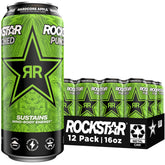 Rockstar can front view showing Hardcore Apple branding and bold flavor benefit