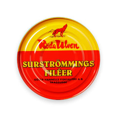 Röda Ulven front can showing label and 300g size, clear product identification and authenticity