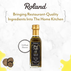 Close-up of Roland Foods label highlighting product origin and size benefit