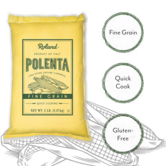 Roland Foods cooked creamy polenta in bowl, comforting and fast-cooking