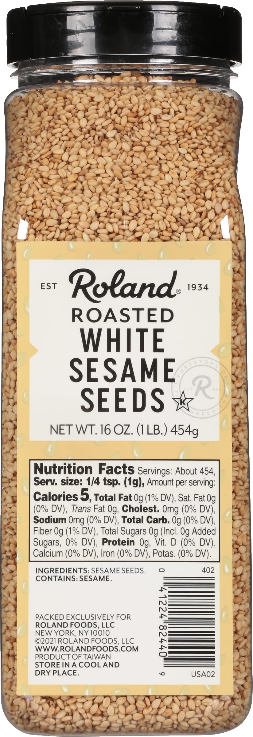 Roland Foods front packaging showing 16 oz jar and serving suggestion benefit