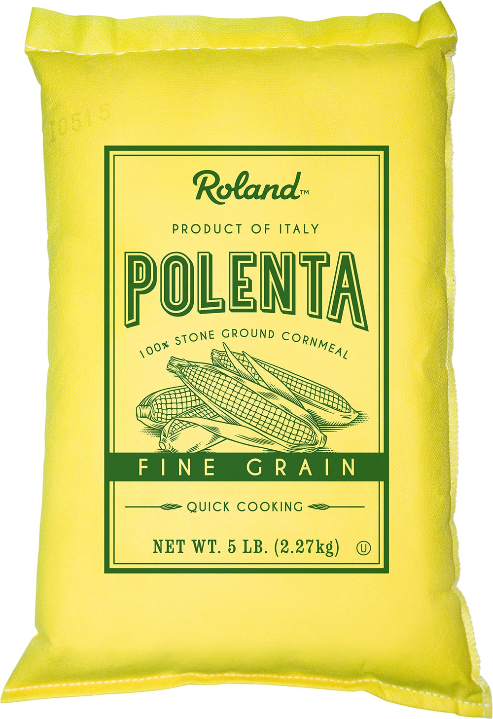 Roland Foods front packaging showing 5 lb polenta, pantry-ready convenience