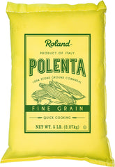 Roland Foods front packaging showing 5 lb polenta, pantry-ready convenience