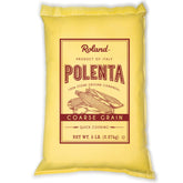 Roland Foods front packaging showing 5 lb polenta and product identity benefit convenience