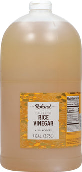 Roland Foods one-gallon jug showing label and handle, easy bulk refill