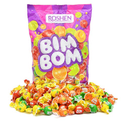 Roshen candy cross-section close-up revealing fruity filled center for richer taste