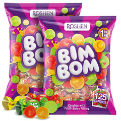 Roshen pack front view showing assorted fruit candies and branding, great for gifting