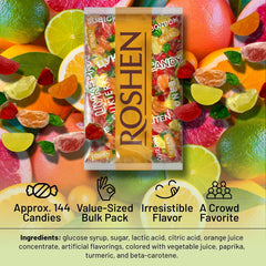 Roshen grapefruit candy close-up showing complex citrus tone