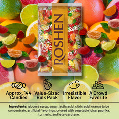 Roshen single individually wrapped candy removed from bag, convenient hygiene