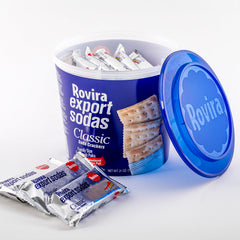 Rovira open bucket top view revealing crackers for quick serving