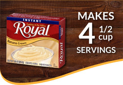 Royal banana cream prepared pudding in bowl ready-to-eat comfort