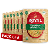 Royal front packaging showing queso and jalapeño flavor benefits quick meals