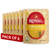 Royal front packaging showing six pouches and vibrant saffron color for convenience