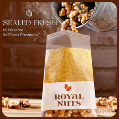 Royal Nuts praline detail showing glossy coating and sweet indulgence option
