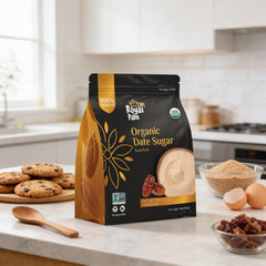Royal Palm spoonful of date sugar highlighting rich caramel flavor