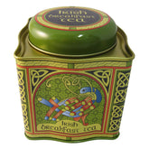 Royal Tara front tin showing Celtic Peacock design and freshness benefit