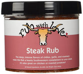 Rub with Love Tom Douglas front-facing container showing label and airtight lid benefits