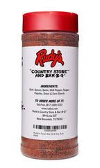 RUDY'S COUNTRY STORE AND BAR-B-Q close-up texture of rub showing coarse spices and aroma