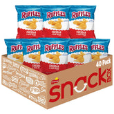 Ruffles front packaging showing cheddar sour cream snack bag and easy grab convenience