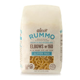 Rummo front packaging showing brand and gluten-free elbows, clear pantry labeling benefit