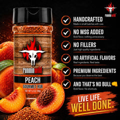 close-up of rub texture highlighting RunninWild peach sugar caramelization